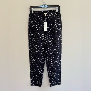 NWT Eileen Fisher Organic Cotton Polka Dot Ankle Pant, Black/White, size XXS
